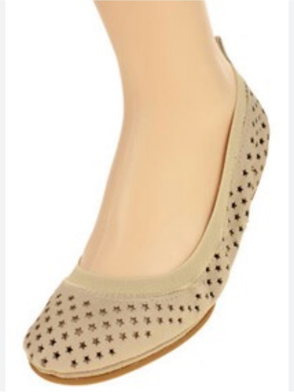 Women’s Beige Star-Print Ballet Flats 0464
